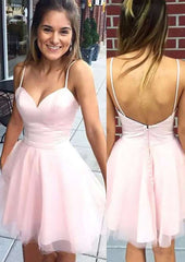 Short & Sweet Tulle Cocktail Dress with Pleated A-Line/Princess Sweetheart