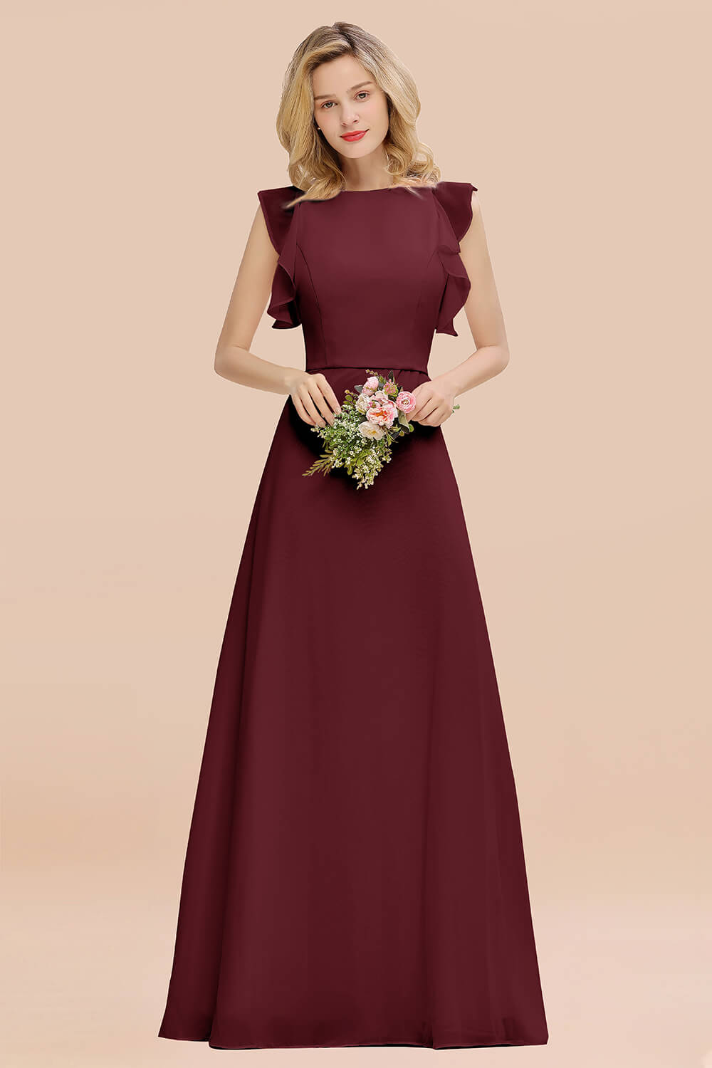 Simple Jewel Draped Sleeves Blushing Pink Bridesmaid Dresses Newinlook Simple Jewel Draped Sleeves Blushing Pink Bridesmaid Dresses Newinlook