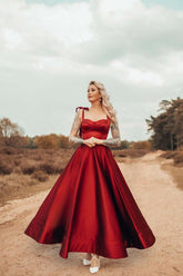 Straps Sweetheart Burgundy Prom Dress Sleeves Online