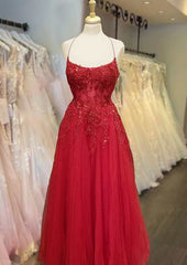 Stunning A-Line Tulle Prom Dress/Evening Dress with Appliqued Beading and Glitter