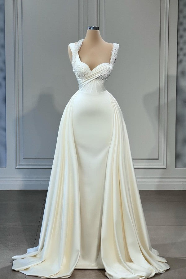 Sweetheart Sleeveless Mermaid Wedding Reception Dress Long With Pearls Newinlook Sweetheart Sleeveless Mermaid Wedding Reception Dress Long With Pearls Newinlook