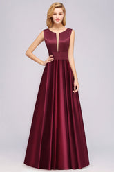 Vintage Deep-V-Neck Long Burgundy Bridesmaid Dress Online
