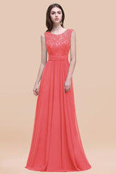 Vintage Lace Scoop Sleeveless Dark Blue Bridesmaid Dress with V-Back