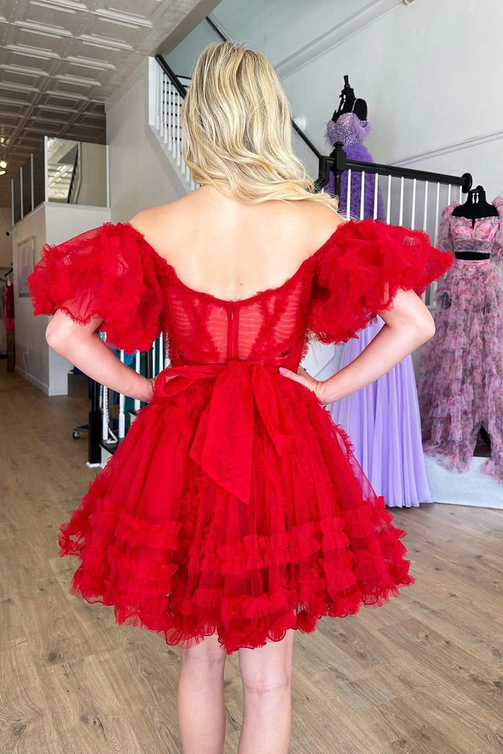 Naomi A-Line Off-the-Shoulder Tulle Elegant Homecoming Dress Newinlook Naomi A-Line Off-the-Shoulder Tulle Elegant Homecoming Dress Newinlook