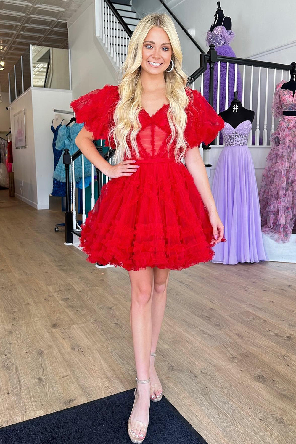Naomi A-Line Off-the-Shoulder Tulle Elegant Homecoming Dress