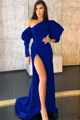 Newinlook Long Sleeve Black Mermaid Evening Dress With Split