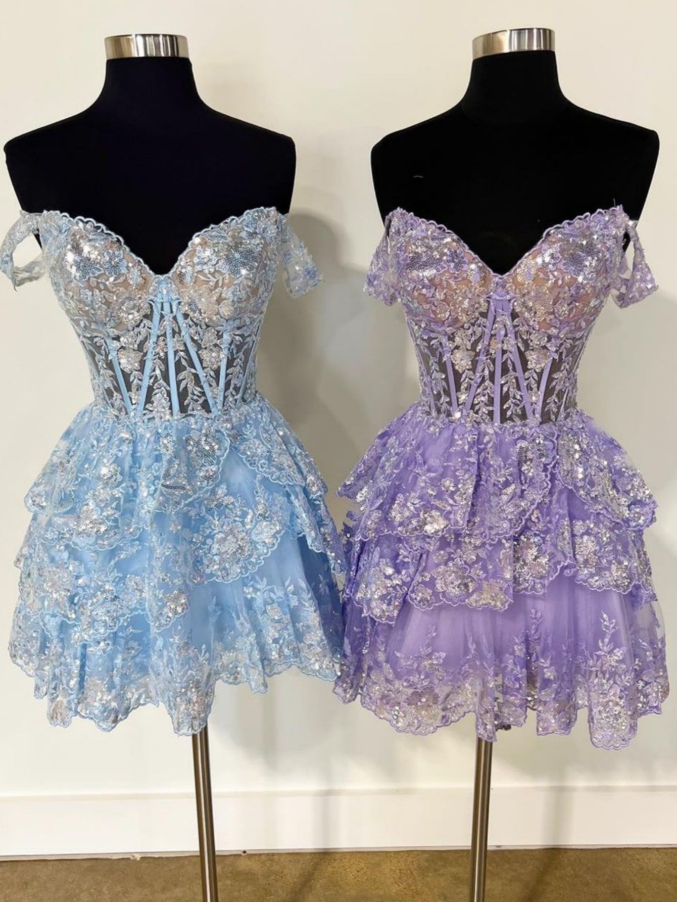 Everly A-Line Sweetheart Tiered Short Charming Homecoming Dress