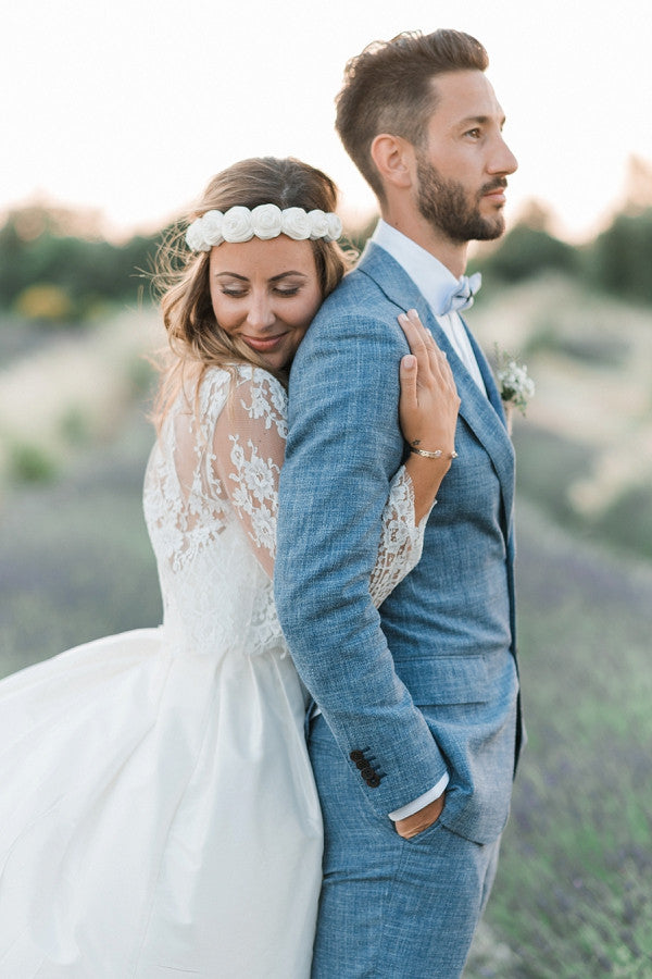 Newinlook Ocean Blue Linen Summer Beach Groom’s Wedding Suit