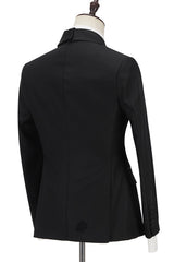 Newinlook Fashionable Black Groom’s Suit with Peaked Lapel for Weddings