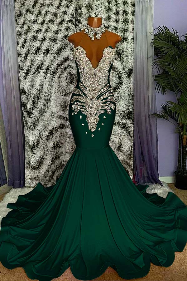 Newinlook Pink Sleeveless Beading Mermaid Evening Dress