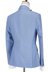 Newinlook Stylish Blue Casual Prom Suit with Peaked Lapel and Ruffles for Men