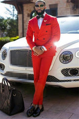 Newinlook Red Slim Fit Dinner Prom Suit - Liam Double Breasted, Peaked Lapel for Men