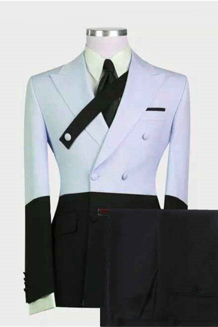 Newinlook Handsome Slim Fit Sky Blue Wedding Suit with Peaked Lapel for Groom’s Party