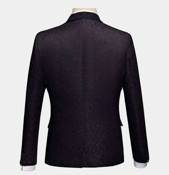 Newinlook Business Black Three-Piece Jacquard Wedding Suit for Men