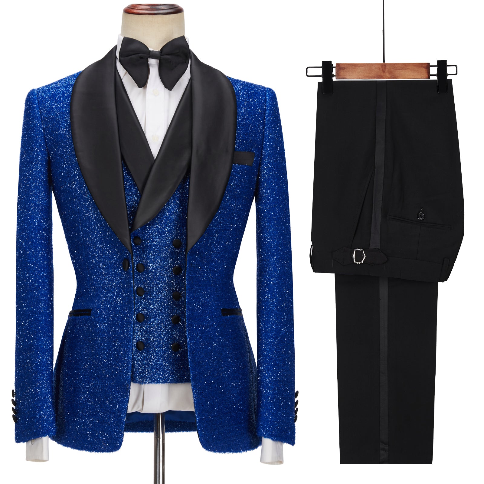 Newinlook Sparkling Royal Blue Three-Piece One-Button Prom Suit