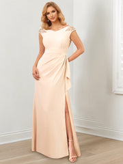 Floor-Length V-Neck Sheath Mother of the Bride Gowns