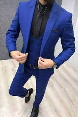 Newinlook Royal Blue Peak Lapel Fashion Slim Fit Wedding, Three Pieces Tuxedo Ideas