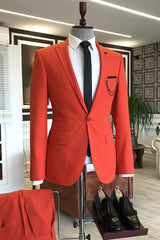 Newinlook Elegant Red One-Button Ring Bearer Suit with Peaked Lapel for Boy