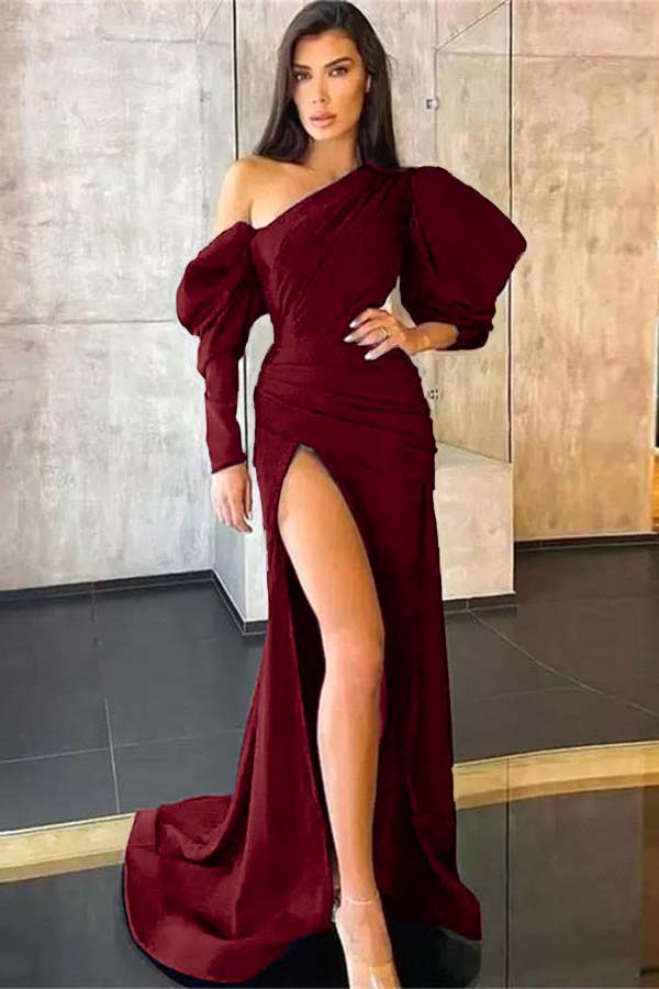 Newinlook Long Sleeve Black Mermaid Evening Dress With Split