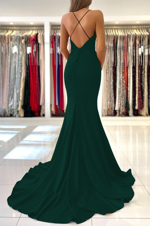 Newinlook Red Spaghetti Strap Mermaid Long Evening Dress