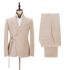 Newinlook Gentle David Beckham Champagne Royal Wedding Suit with Buckle Button