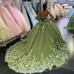 Exquisite Strapless Ball Gown with Lace Appliques & Sweep Train Perfect for Quinceanera Sweet 16 and Prom