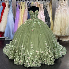 Exquisite Strapless Ball Gown with Lace Appliques & Sweep Train Perfect for Quinceanera Sweet 16 and Prom