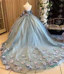 Off-Shoulder Ball Gown Sweetheart Neck Quinceanera Dress with 3D Floral Appliques & Sparkling Beaded Tulle for Sweet 16 & Princess Parties