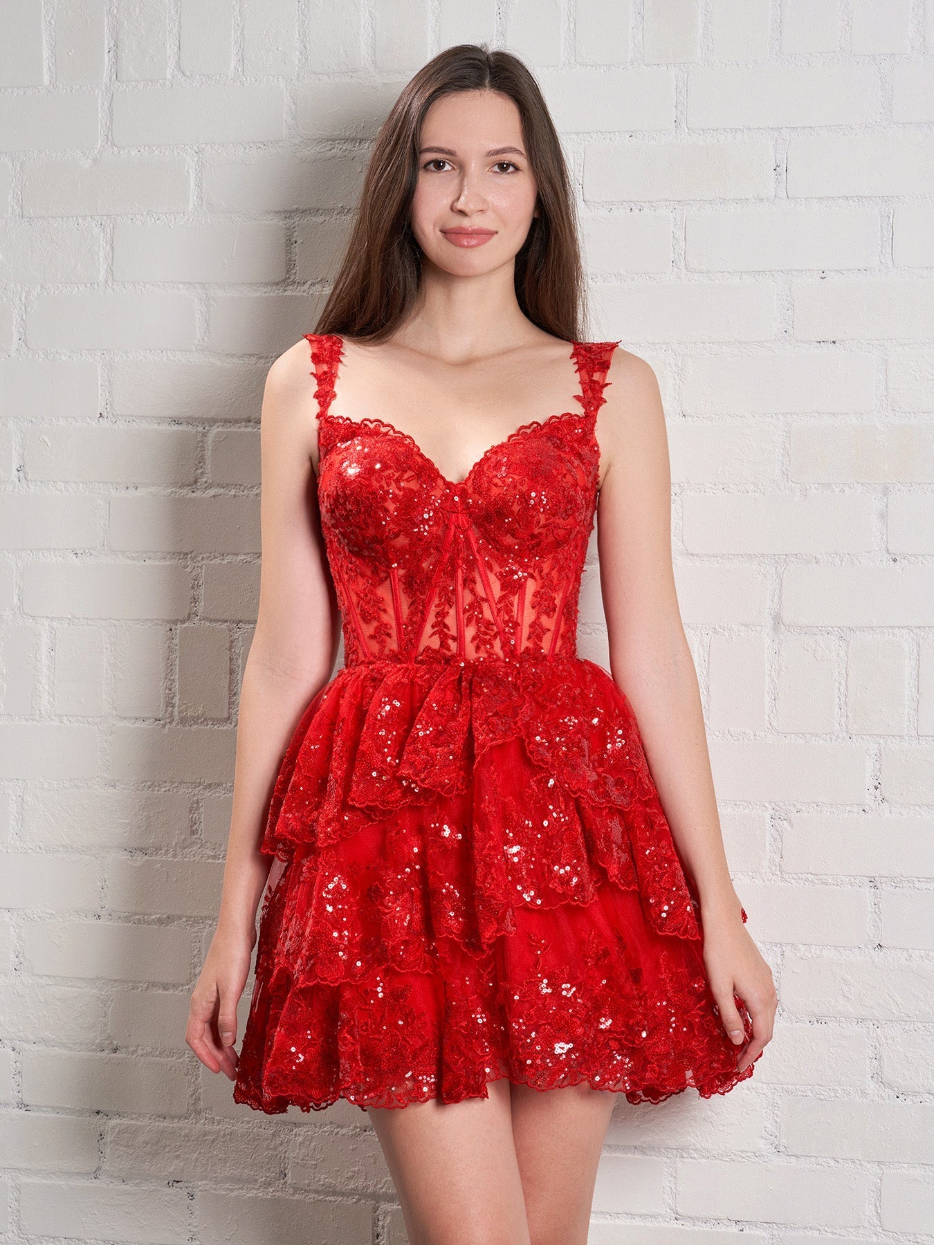 Everly A-Line Sweetheart Tiered Short Charming Homecoming Dress