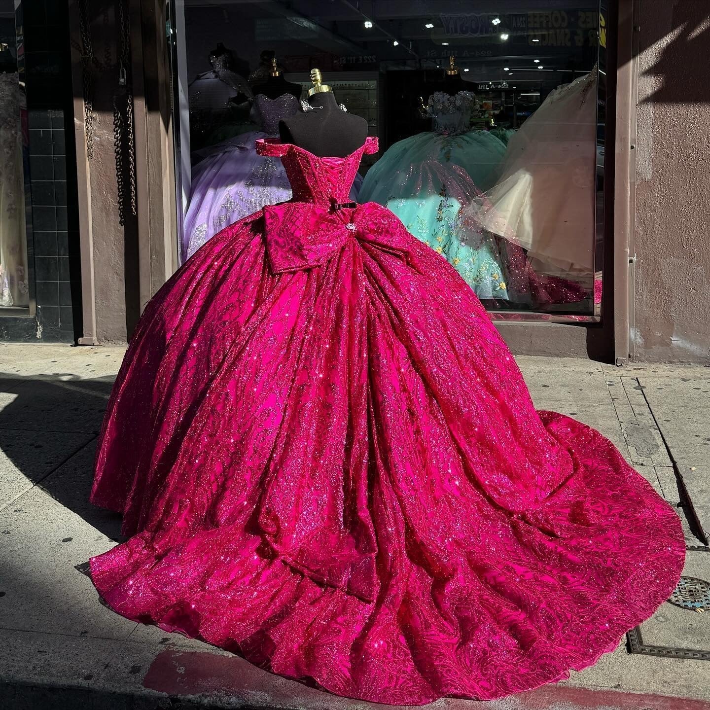 hot pink quince dresses Off-Shoulder Ball Gown Sweetheart Neckline Hot Pink Tulle Quinceanera – Newinlook