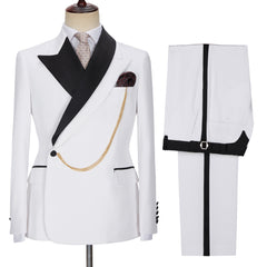 Newinlook Adonis White Peaked Lapel Bespoke Wedding Suit for Men’s Parties