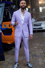 Newinlook Glamorous Purple Two-Piece Slim Fit Homecoming Suit for Boys