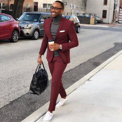 Newinlook Burgundy Party Prom Suit - Elegant Formal Online for Guys with One Button
