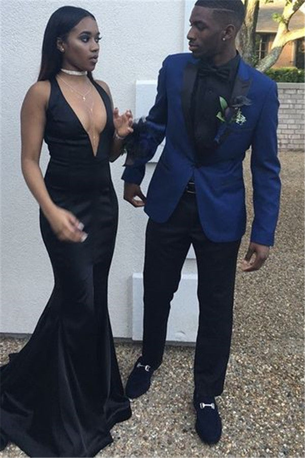 Newinlook Navy Blue Formal Business Suit - New Arrivals with Peaked Lapel for Dinner Prom