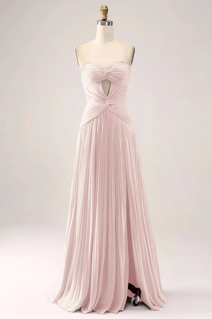 Gorgeous Fuchsia Strapless Cut Out Draped Pleated Formal Dress