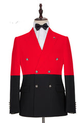 Newinlook Gentle Red Double-Breasted Casual Suit with Peaked Lapel for Party