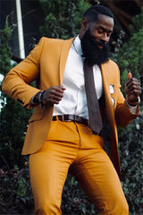 Newinlook High Quality Yellow Party Bespoke Prom Suit with One Button for Boy, Shawl Lapel