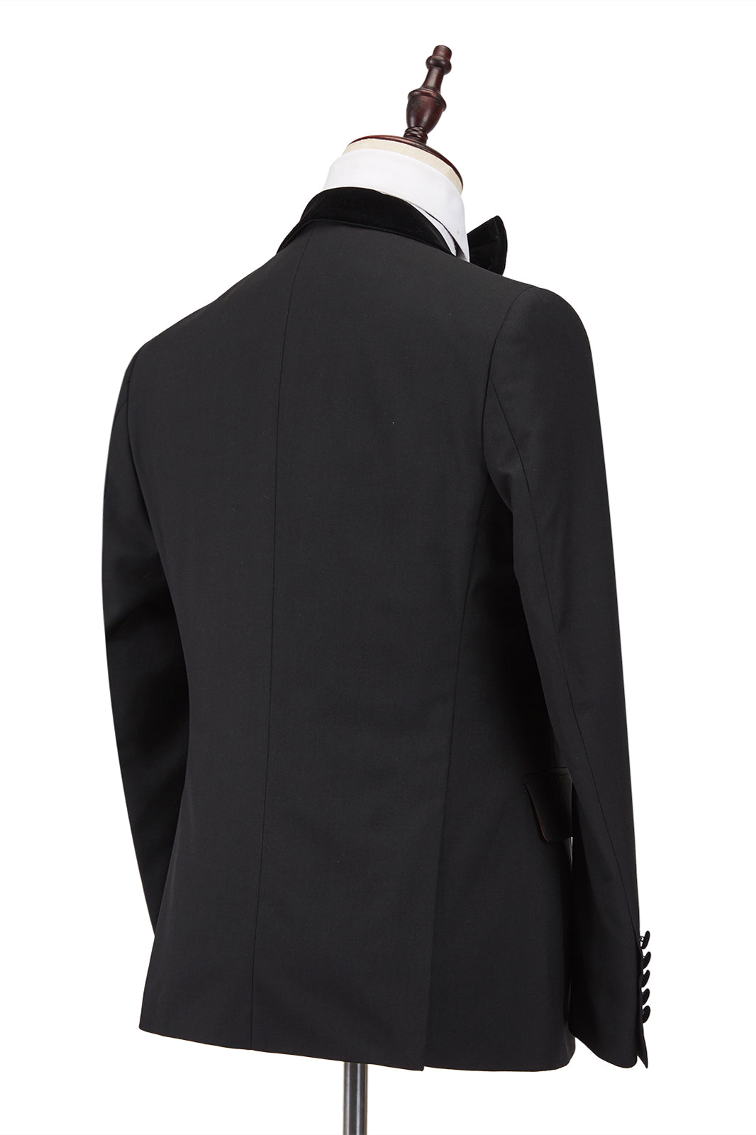Newinlook Classic Stitching Velvet Shawl Lapel Black One-Button Formal Wedding Tailcoats