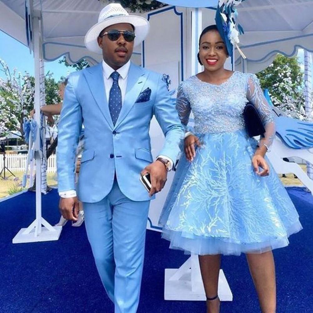 Newinlook Stylish Two-Piece Slim Fit Blue Prom Attire for Guys 2024 with Peaked Lapel