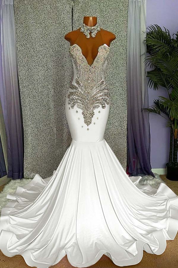 Newinlook Pink Sleeveless Beading Mermaid Evening Dress