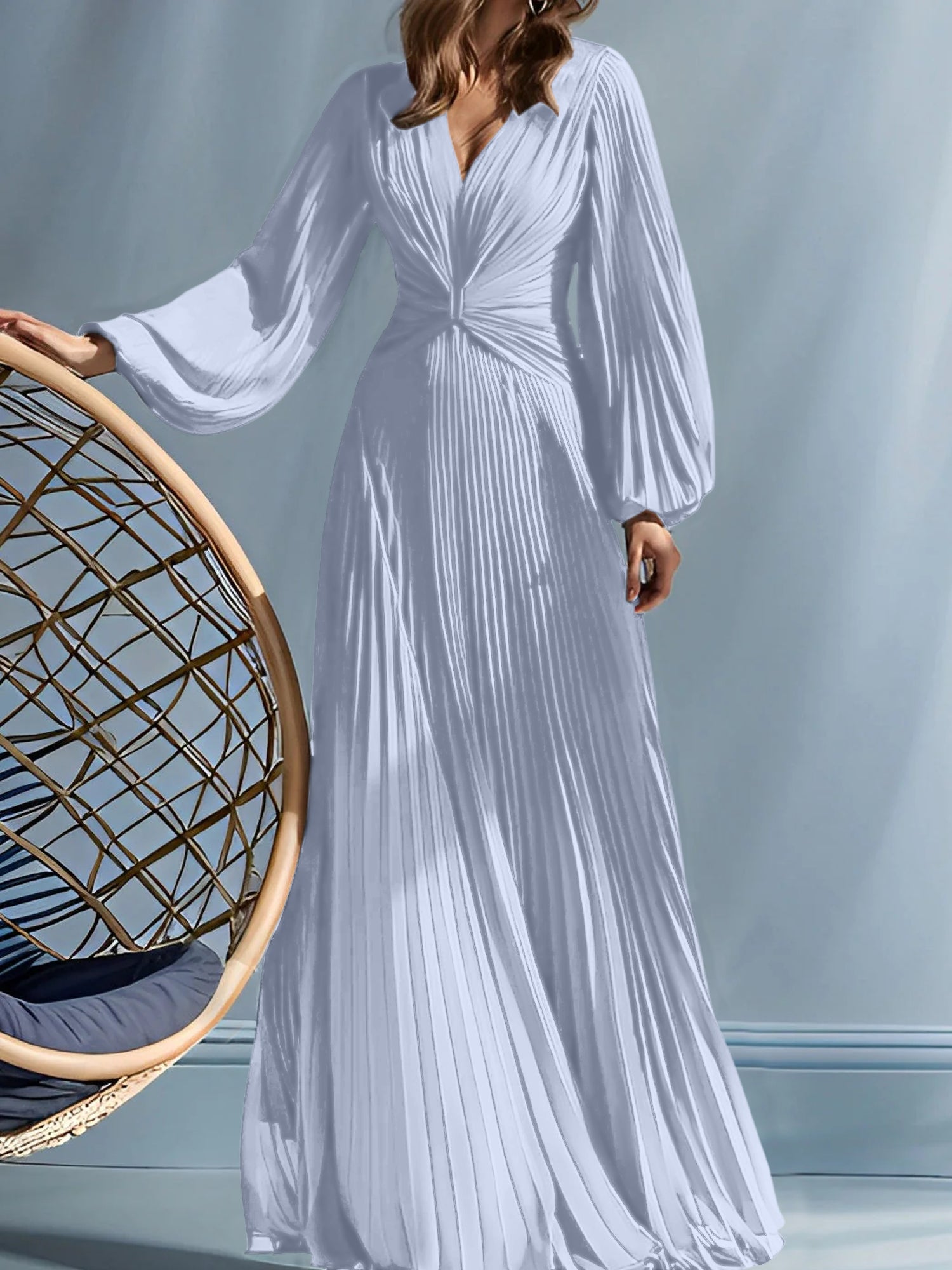 V-Neck A-Line Princess Gown for the Mother of the Bride with Ruched Detail