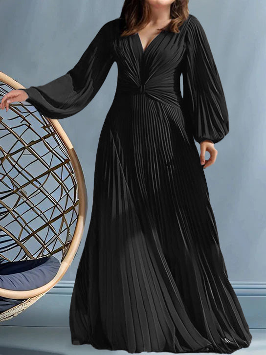 Plus Size V-Neck A-Line Princess Gown for the Mother of the Bride with Ruched Detail