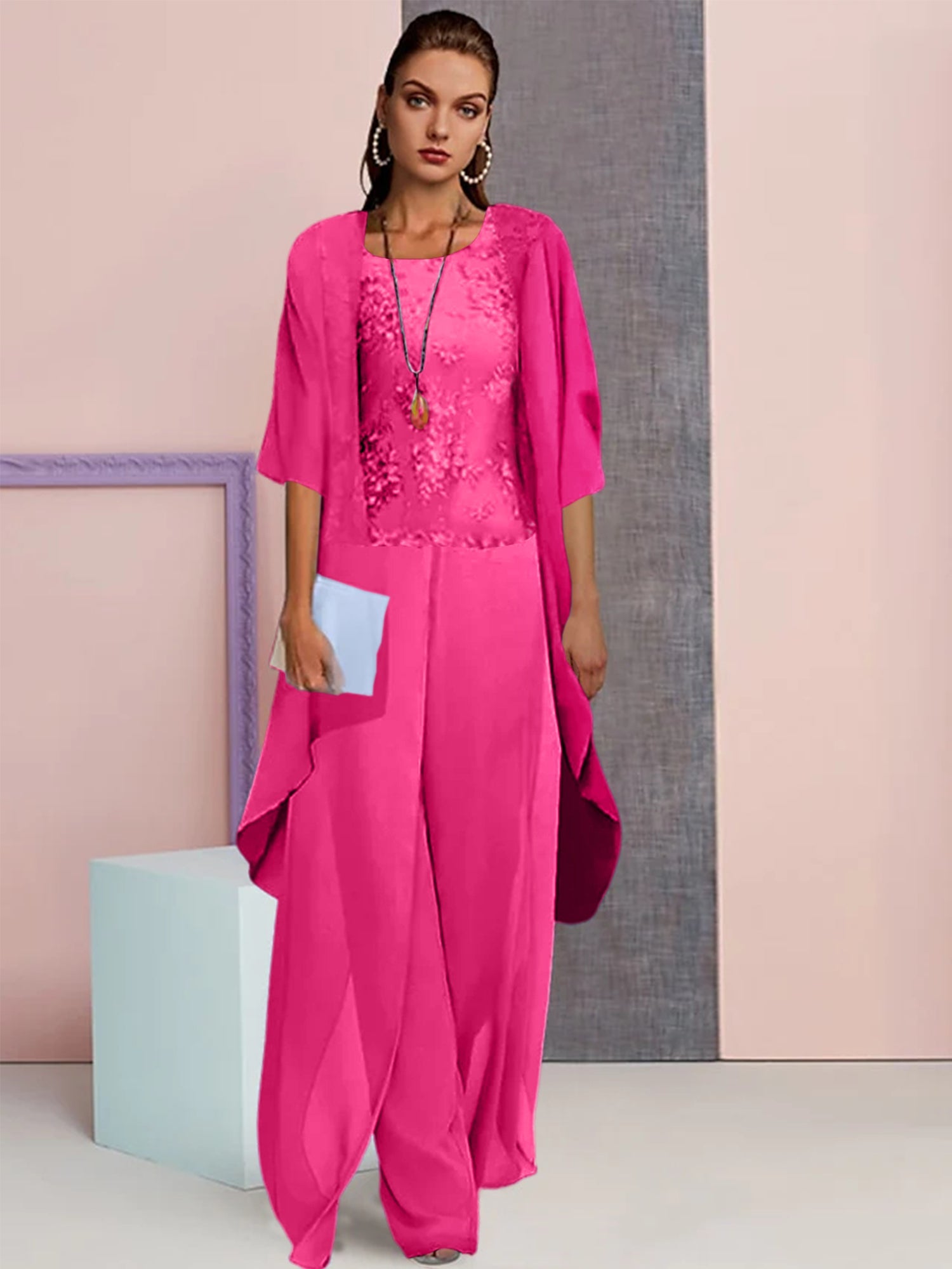 Elegant Mother of the Bride Jacket and Pantsuits in Chiffon