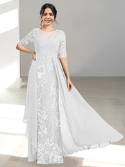 Floor-Length Mother of the Bride Dress with A-Line and Princess Scoop Necklines