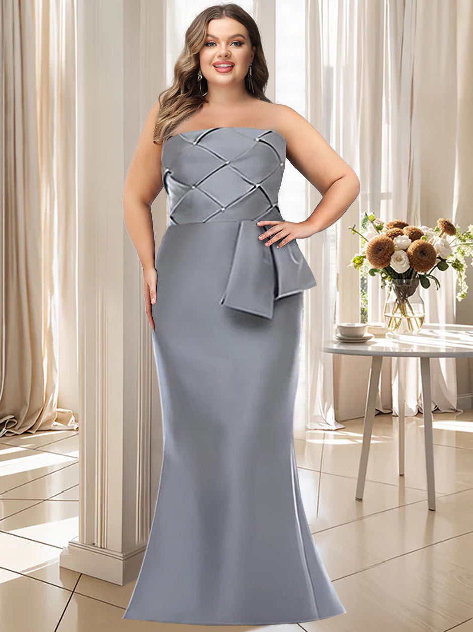 Strapless Sleeveless Floor-Length Mother of the Bride Trumpet/Mermaid Dress with Bowknot