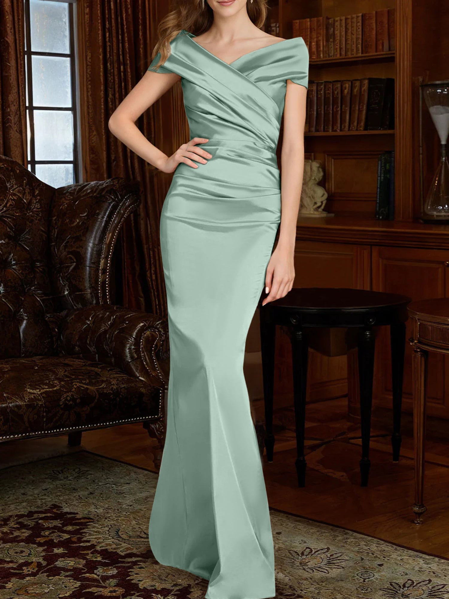 Off-the-Shoulder Column Gowns for the Mother of the Bride