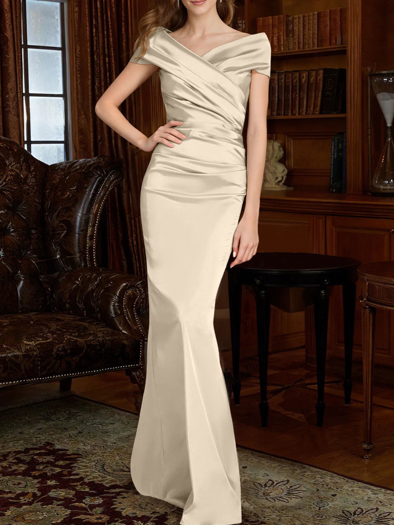 Off-the-Shoulder Column Gowns for the Mother of the Bride