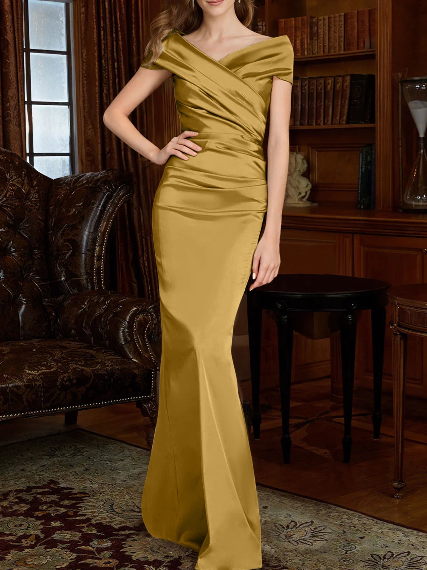 Off-the-Shoulder Column Gowns for the Mother of the Bride