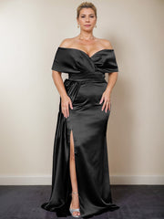 Plus Size Off-the-Shoulder Mother of the Bride Trumpet/Mermaid Dress with Side Split