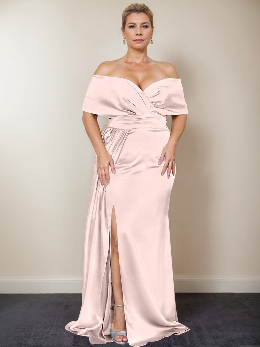 Plus Size Off-the-Shoulder Mother of the Bride Trumpet/Mermaid Dress with Side Split